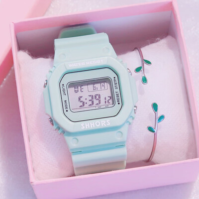 

Watch female insfeng Avocado Green wipe tea green Unicorn waterproof square Korean version electronic watch