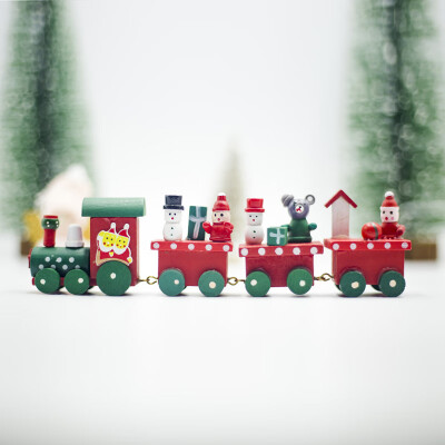 

Christmas Train Painted Wood Decoration Xmas Toys Ornament New Year Gift 196cm