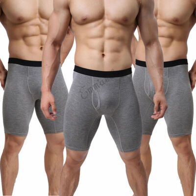 

Mens Soft Underwear Mid-Waist Convex Cotton Boxers Shorts Pouch Long Leg Pants