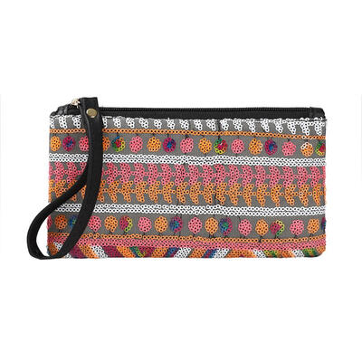 

Boho Printing Coin Purse Women Wallet Card Holder PU Leather Weaving Clutch
