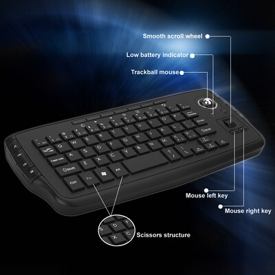 

E30 24GHz Wireless Keyboard with Trackball Mouse Scroll Wheel Remote Control for Android TV BOX Smart TV PC Notebook Silver