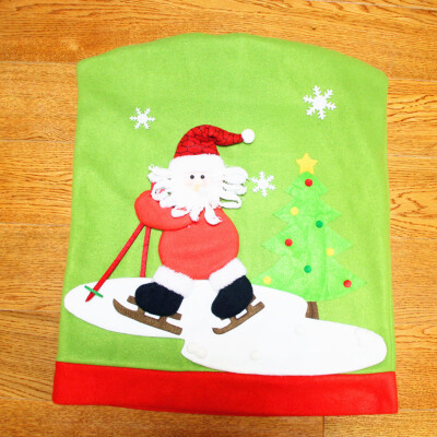 

Gobestart Christmas Santa Claus Chair Back Cover Snowman Elk Ski Dinner Table Party Decor