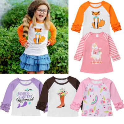 

US Newborn Baby Girls Kids Unicorn Animal Print Clothes Long Sleeve Tops T-Shirt