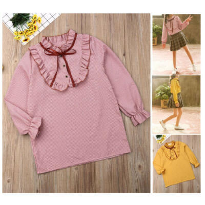 

USA Children Kids Baby Girl Summer Tops T-shirt Girls ClothesLong Sleeves 4-14T