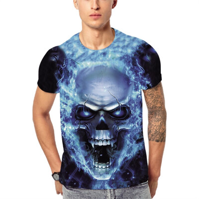 

Toponeto Mens 3D Summer Casual T-shirt Skull Printing Sport Breathable Top Blouse