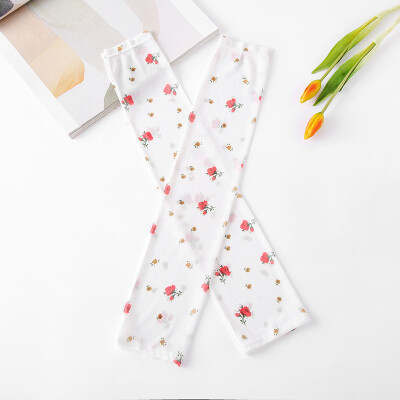 

New digital printing sunscreen grid ice silk sleeves female cartoon outdoor riding travel ice sleeve women factory wholesale