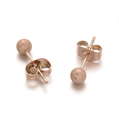 

Textured 304 Stainless Steel Ball Stud Earrings Rose Gold 4mm Pin 08mm