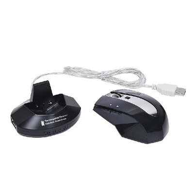 

24G Wireless Rechargeable Mouse Optical 6D Gaming Mouse with 4 Ports USB Hub Charging Dock MG-011 Black&Silver
