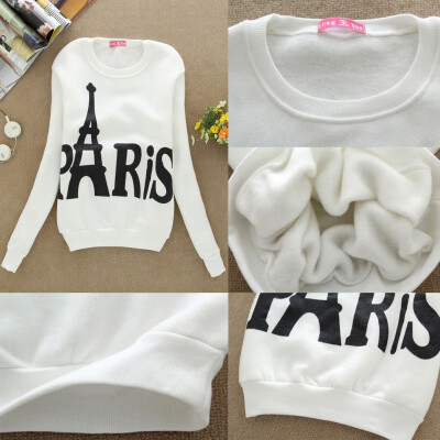 

Casual Women Hoodie Paris Tower Printed Pullover Outerwear Hooded Sweatshirt Top