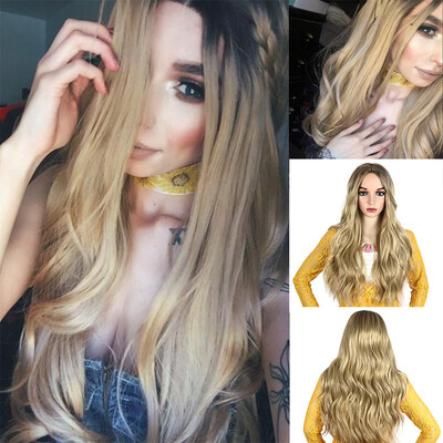 

〖Follure〗Sexy Gradient Synthetic Wig Long Wavy Hair Full Heat Resistant Wigs 30 Inch