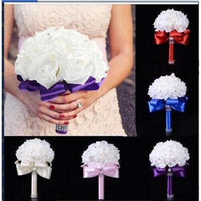 

Wedding Bouquet Crystal Pearl Sequin Bridal Bridesmaid Rose Foam Flower
