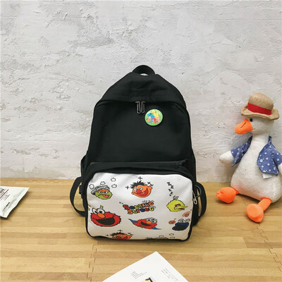 

Bag girl Korean version of high school ins wind Sesame Street tide brand students campus rucksack girl cute shoulder bag