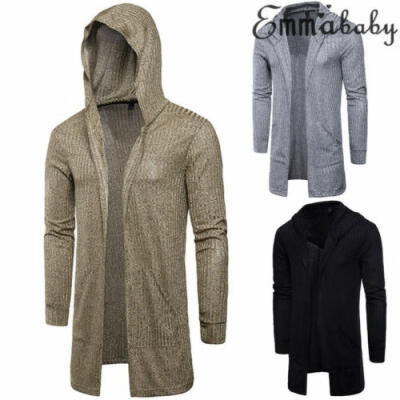 

Mens Winter Warm Trench Coat Jacket Hoody Cardigan Sweatshirt Long Capes Cloak