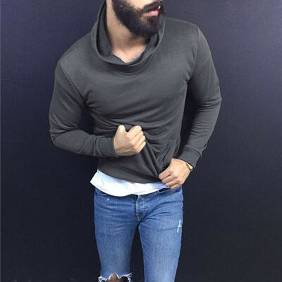 

Mens Fashion High Collar shirt long sleeve men fashion T-shirt Pullover Tops