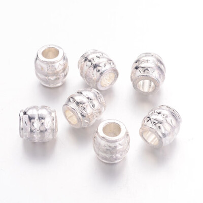 

Tibetan Style Large Hole Barrel European Beads Silver Lead Free & Cadmium Free 8x8mm Hole 4mm