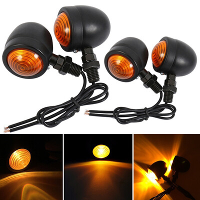 

2pcs Black Bullet Metal Motorcycle Motorbike Turn Signal Light Indicator Universal
