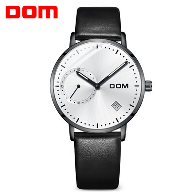 

DOM  - 302BK - 7M Fashionable Leather Strap Men Waterproof Quartz Watch