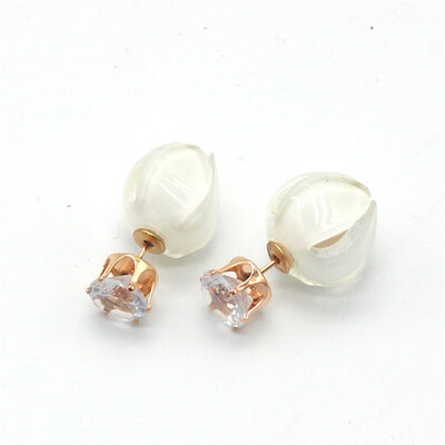 

Olaru 2019 New Crystal Flower Stud Earrings Thick Double Round Circle Rings Earrings For Women Zinc Alloy Trendy Hiphop Rock
