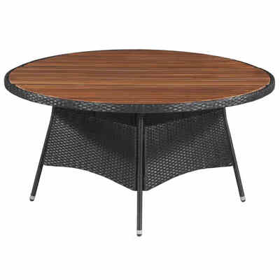 

Outdoor Dining Table Poly Rattan&Solid Acacia Wood 59"x291