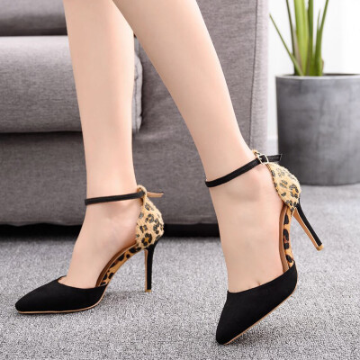 

Rose Womens Ladies Fashion Leopard A Word With Thin High Heels Shoes