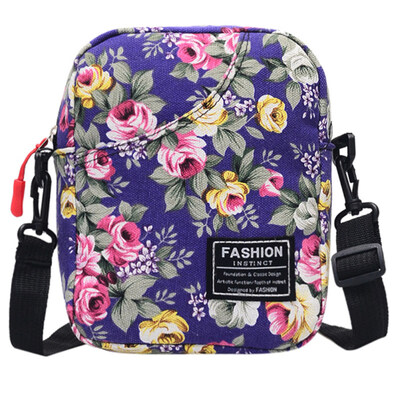 

Casual Womens Flower Print Small Canvas Crossbody Shoulder Bag Zipper Pouch