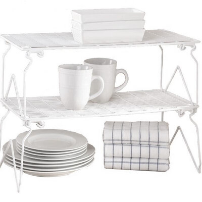 

Kitchen Cabinet Counter Shelf Organizer Stackable Multifunctional Rack