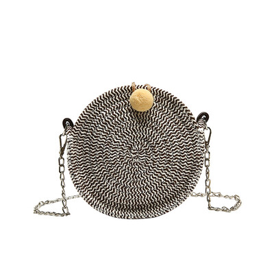 

Tailored Woman 2019 New Fashion Woven Bag Shoulder Portable Messenger Bag Small Round Bag