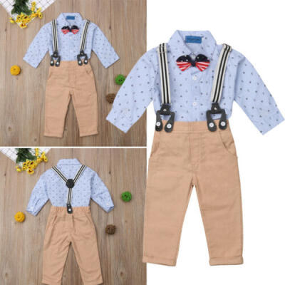 

US Stock Newborn Kids Baby Boys Wedding Suit Gentleman Blouse Tuxedo Outfits Set