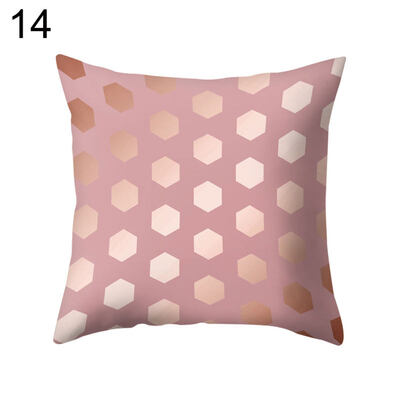 

Pink Geometric Pattern Throw Pillow Case Cushion Cover Sofa Bedding Articles