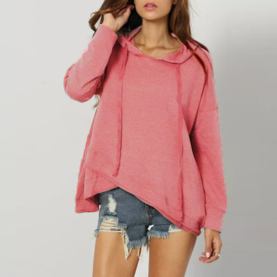 

Starmoon Womens Casual Lace Up Long Sleeve Hoodie Pullover Solid Sweatshirt