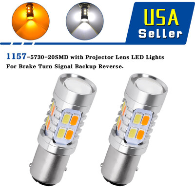 

2PCS 1157 BAY15D 20-SMD AmberYellow White Car Turn Signal LED Bulb Lights 1142