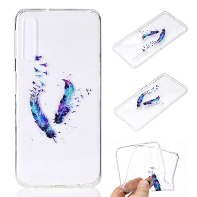 

Phone Case For Samsung Galaxy A7 2018 A9 2018 A6 A8 Plus A3 A5 A7 2017 Simple Ultrathin Feather Pattern Soft TPU Case Back Cover