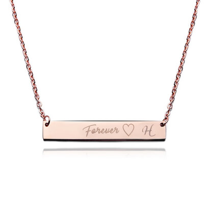 

Rinhoo Hot Sale Fashion Women Stainless Steel Necklace Engraved Forever Love Square Pendant Necklace Jewelry Best Gift Wholesale
