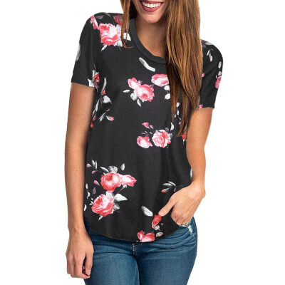 

Starmoon Womens Short Sleeve Floral Print T-Shirt Ladies Casual Blouse Tops