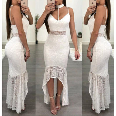 

Womens Lace Long Formal Wedding Evening Ball Gown Party Prom Bridesmaid Dress