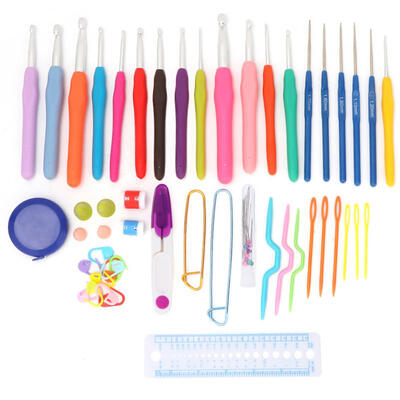 

Greensen 64pcs Crochet Hooks Knitting Needles Sewing Tool Set Knit Gauge Scissors Weave Tool