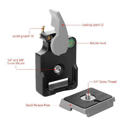 

KINGJOY Aluminium Alloy Quick Release Mount Base with Quick Release QR Plate Bubble Level 14 & 38 Inch Screw for Tripod Monopod