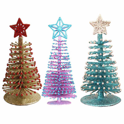 

RosewineC Mini Sisal Christmas Trees Ornament Dusted PVC Christmas Tree Small Pine Tree Room Decor Home Table Top Decoration