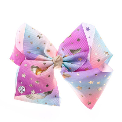 

Signature Collection Hair Bow - Pastel Ombre with Gold Unicorn&Stars