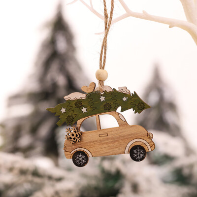 

Tailored 1PC Wooden Hanging Christmas Tree Cabin Elk Car Ornament Xmas Party Home Decor