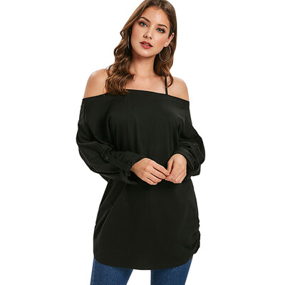 

Cold Shoulder Lace Insert Lace-up T-shirt