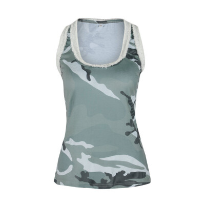 

Women Spring Summer Sexy Round Neck Sleeveless Camouflage Print Shirt Camisole T-Shirt Vest