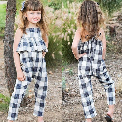 

New Autumn Kids Baby Big Sister Girls Matching Cool Plaid Grid Rompers Long Pants Sleeveless Jumpsuits Clothes Outfits Bodysui
