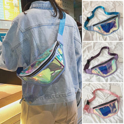 

Women Laser Purse Shoulder Chest Bag PVC Holographic Fanny Pack Travel Waist Bag