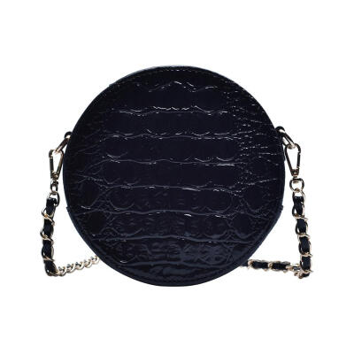 

Solid Color Crocodile Bag Women Shoulder Messenger PU Leather Round Bags