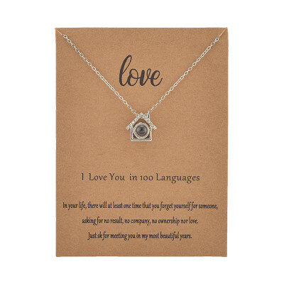 

With Card House 100 Language I love You Necklace For Women Wedding Letter Necklace Jewelry Drop Shipping