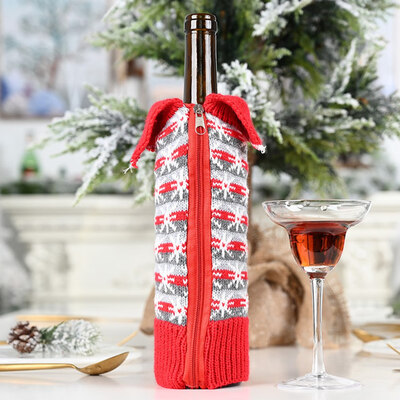 

Christmas Buttons Zipper Wine Cover Xmas Santa Claus Outfit for Christmas