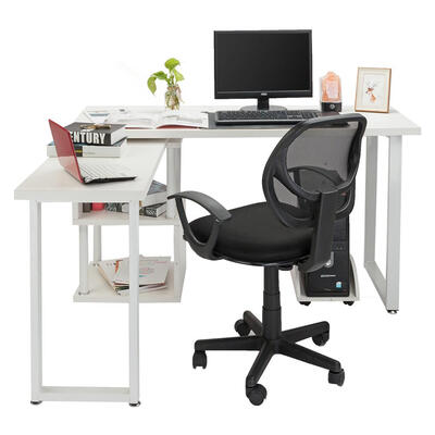 

Corner Computer Desk -Shaped Office Home Office Study Laptop PC Work Wood Table