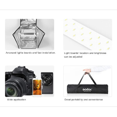 

Godox LSD60 606060cm LED Mini Photography Studio Shooting Tent Softbox with 2pcs LED Light Board 5800K CRI 96 Power 40W for Mac