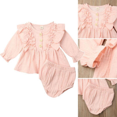 

US Newborn Infant Toddler Baby Girl Ruffle Tops DressShort Pants Autumn Clothes